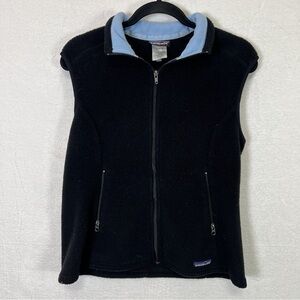 Patagonia Black Fleece Vest with Light Blue Collar